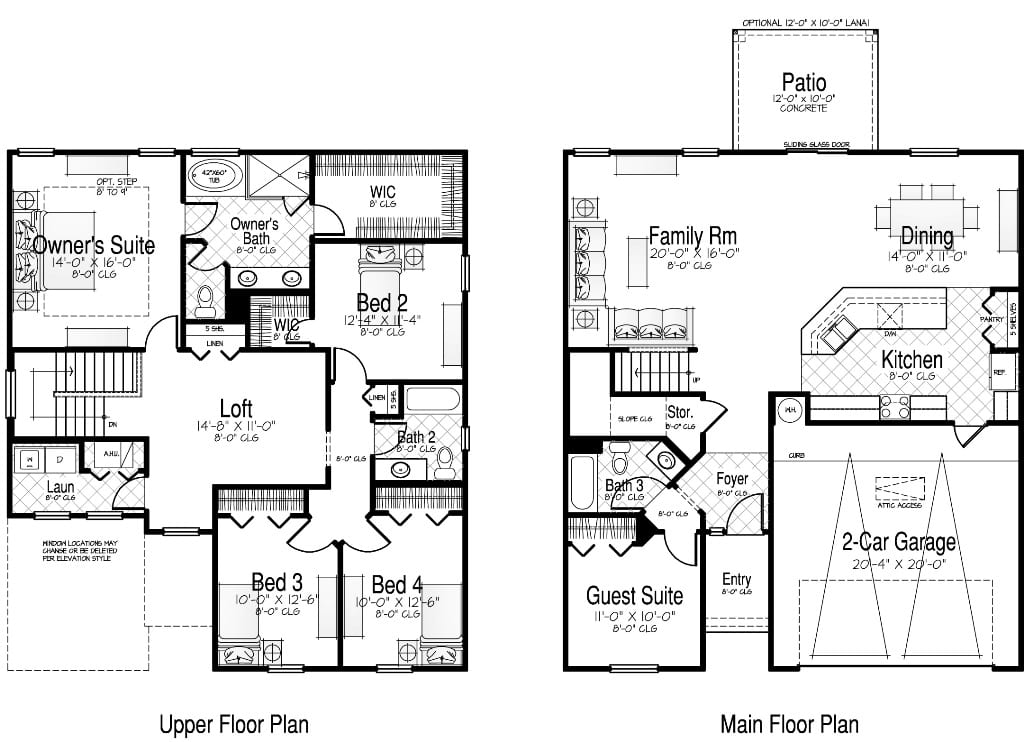 Comprehensive upper and main floor plans for the San Mateo III model, featuring an owner's suite, loft area, family room, and detailed room layouts.